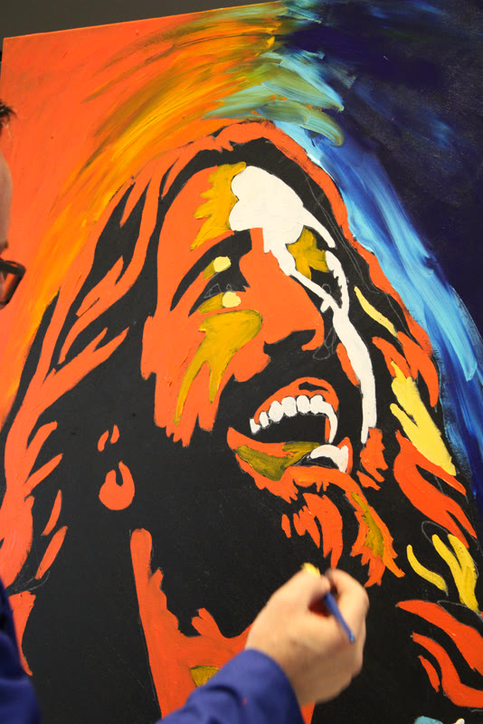Jim's canvas taking shape during a live painting